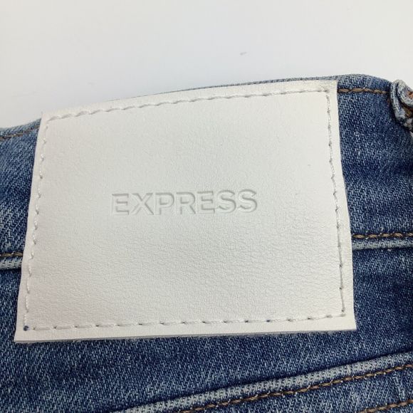 Express Womens 70s Flare Mid Rise Distressed Jeans Blue Size‎ 14R NWT - Picture 4 of 11